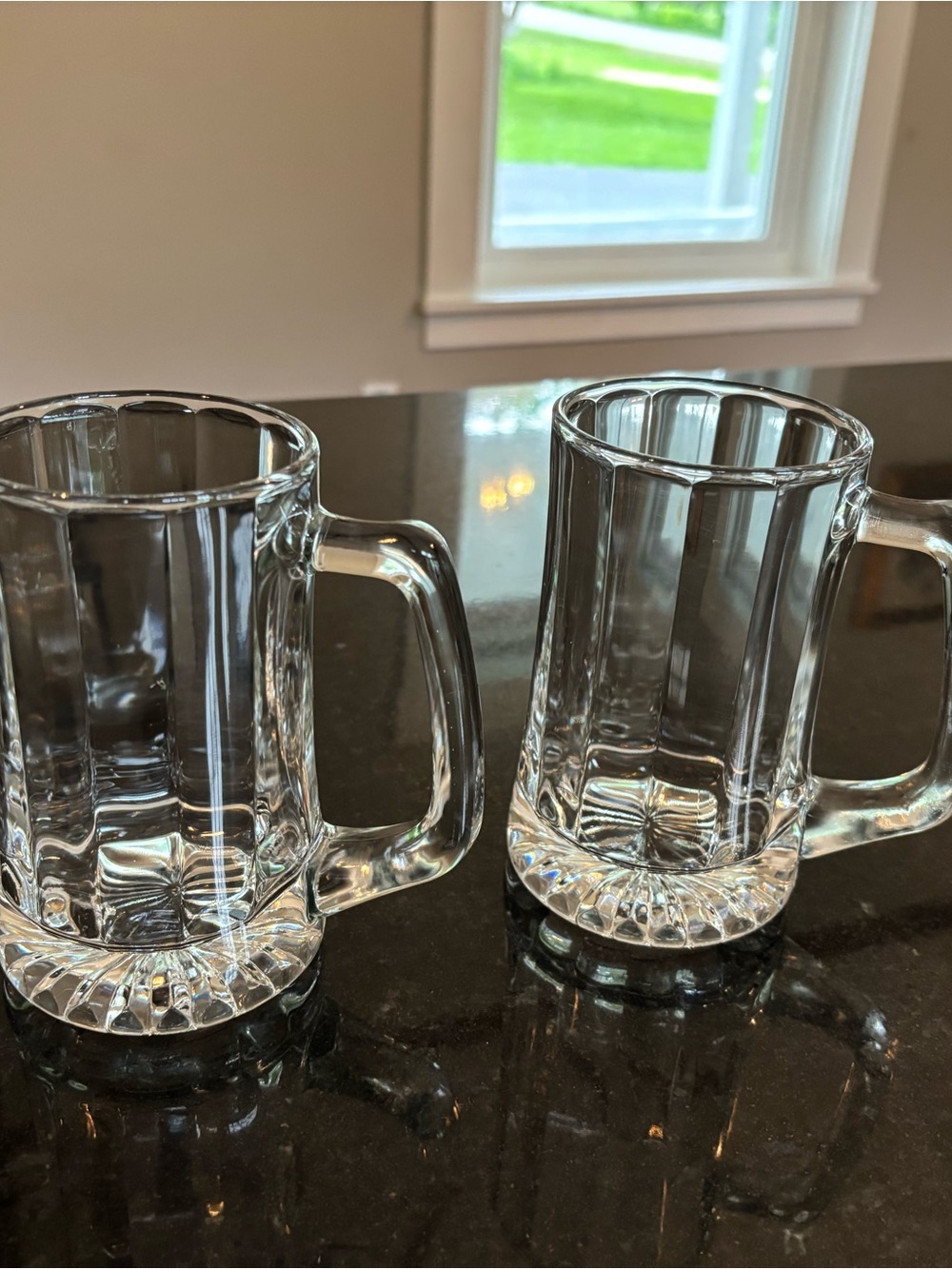 Clear Glass Beer Mugs Set of 2 - Classic Crystal-Style Tumblers